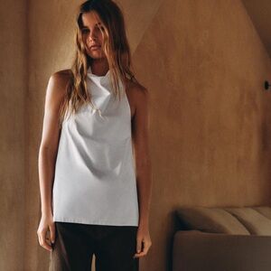 ZARA WOMAN draped halter top white small